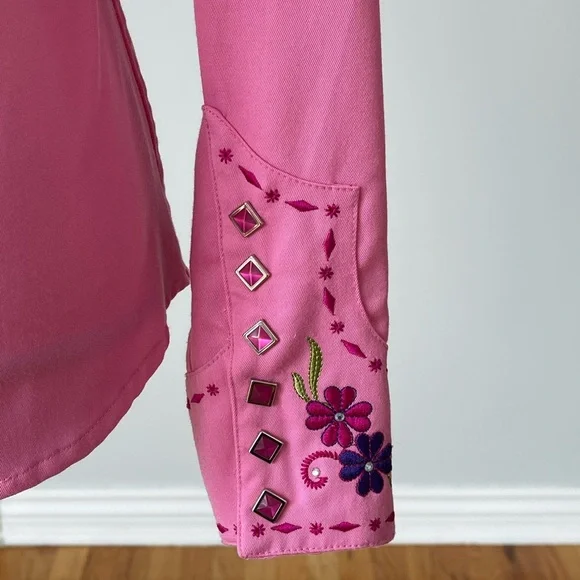 Panhandle Slim Embroidered rhinestones snap front western shirt rodeo barbie S - Picture 13 of 16